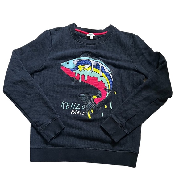 KENZO Black Crew Neck Fish Sweatshirt S - Picture 2 of 9